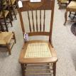 C72 Restored Antique Set of 2 Oak Caned Chairs w/ pressed back