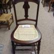 C74 Restored Antique Set of 2 Walnut Hand-caned Chairs w/ inlay
